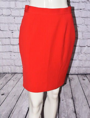 MUGLER Thierry Mugler Designer Red Pencil Skirt 44